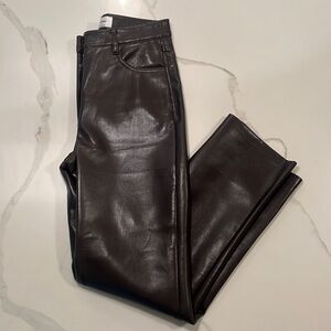 Aritzia Wilfred Chocolate Brown 🤎🤎 Straight Leg Leather Pants Size 0